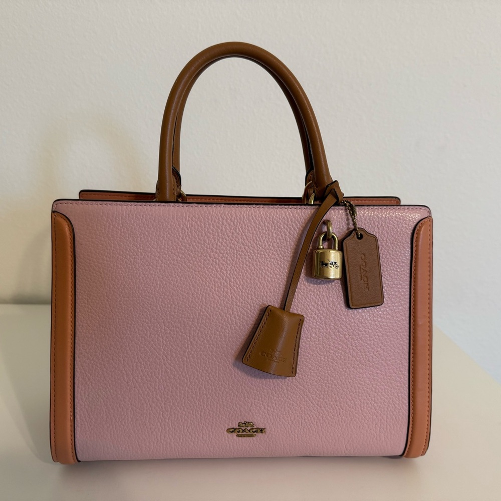 Coach Pink and Brown Leather Satchel - Picture 2 of 16